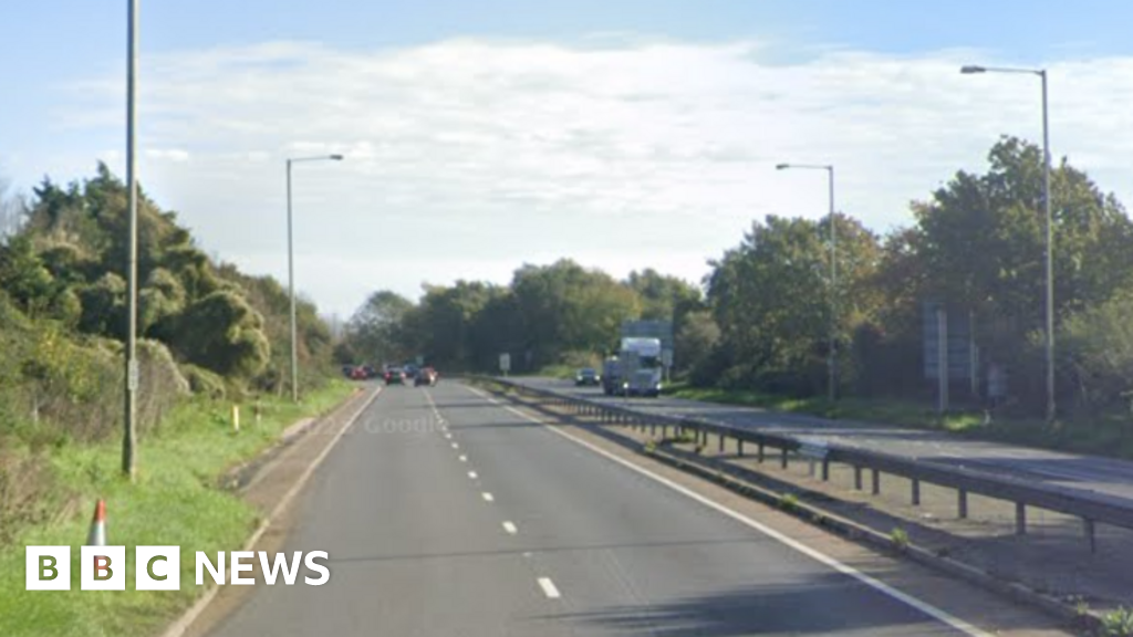A27 near Chichester closed due to fuel spill and fire